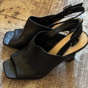 Vince Camuto Black Peep-Toe Slingback Heels